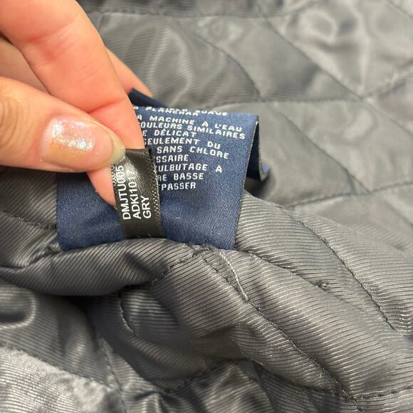 Dockers Gray Mens 2XLT Faux Leather Diamond Quilt Lined Zip Up Bomber Jacket EUC - Picture 6 of 9